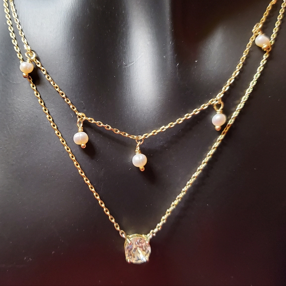 Pavoi Solitaire And Gold Pearl Necklace Collection